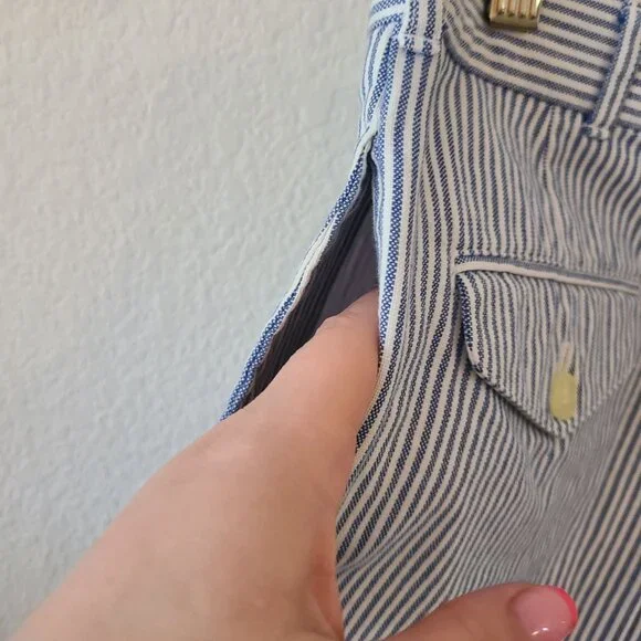 Preswick & Moore US Size 34 100% Cotton Blue White Striped 4.5" Inseam Shorts - Picture 7 of 13